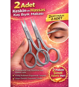 2 Adet Paslanmaz Çelik Kaş Bıyık Makası Profesyonel Kaş Düzeltme Makası Hassas Uçlu Kaş Alma Makası