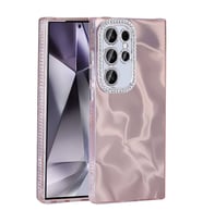 Samsung Galaxy S23 Ultra Uyumlu Kılıf Airbagli Parlak Taş Detay Tasarımlı Zore Esila Kapak (Pembe)