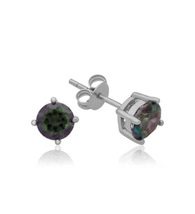 Gümüş 6 mm Mistik Topaz Çivili Küpe CSR2185226
