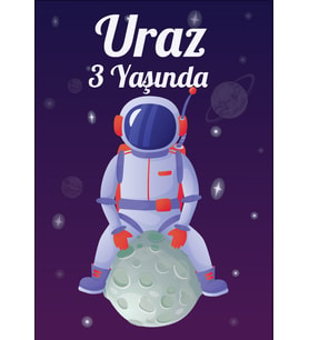 Uzay Temalı Doğum Günü Afişi 70x100 cm