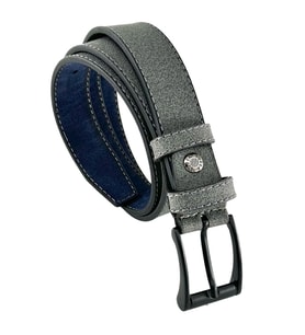 Gri Çocuk Boy Suni Deri Dikişli Model 3 cm.lik Garson Klasik Kemer Okul Kemeri