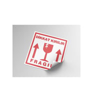 Kırılgan Ürün Uyarı Etiketi, Folyo Suya Dayanıklı Etiket 10 Cm - 150 Adet Folyo Sticker
