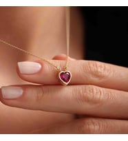 Altın Kalpli Kolye Ruby 