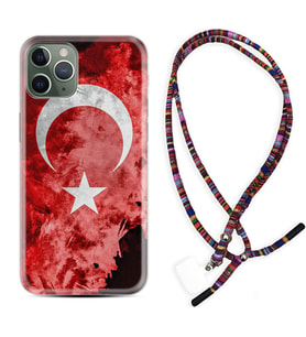 Apple iPhone 11 12 13 14 Pro Max Kılıf Boyun Asklı Rasta Silikon Şanlı Türk Bayrağı 1315