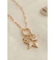 Gold Renk Ataç Zincir Yıldız Model Zirkon Taşlı Kadın Kolye 5886 - SSSSSS7525-2637