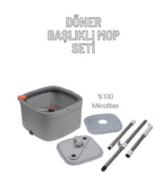 Spin Mop Ultra Temizlik Seti 2 Yedek Mikrofiber Bez Temiz su Kirli Su Ayıran Otomatik Yeni Nesil (Gri)