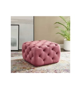 45cm Pembe Kapitoneli Küp Puf Yatak Önü Oturak