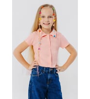 Breeze Kız Çocuk Tişört Crop Çıtçıtlı Fitilli 9-14 Yaş, Somon