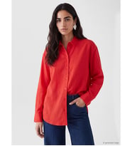 LCW Vision Kırmızı Oversize %100 Pamuklu Kadın Gömlek