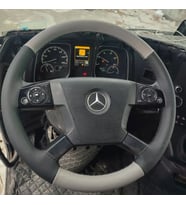 DİKİŞLİ DİREKSİYON KILIFI GRİ / SİYAH DERİ SİYAH DİKİŞLİ MERCEDES 4142 KAMYON TIR İÇİN