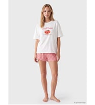 LCW DREAM Kırmızı Baskılı Kadın Şortlu Pijama Takımı