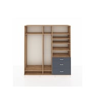Hyperion Dolap 9 Raflı 3 Çekmeceli 3 Askılı 220x44x243 Çam-Çam/Antrasit