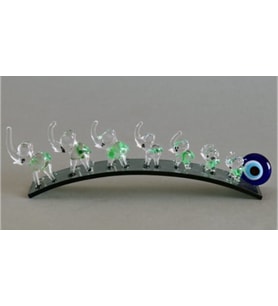 Eğik Füme Plakada Yeşil Filler 20cm
