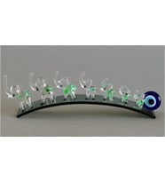 Eğik Füme Plakada Yeşil Filler 20cm