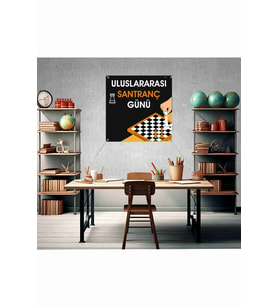 Uluslararası Santranç Günü Temalı Fotoğraf Panosu Branda 100x100