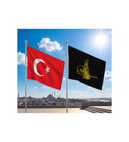 TRY Bayrağı ve Alpaka Kumaş Türk Bayrağı 2'li Set 100x150cm