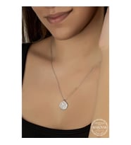 Crystal Taşlı Yuvarlak 925 Ayar Gümüş Kolye