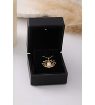 Işıklı Kutulu Gümüş Opal Taşlı Lotus Çiçeği Kolye 925 Ayar Gümüş Kolye