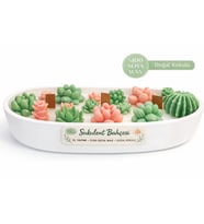 Sukulent Bahçesi Dekoratif Kokulu Mum – %100 Soya Wax El Yapımı Kase Mum