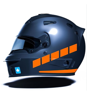 Şerit Tasarımlı Alev Turuncusu Motosiklet Kask Sticker Çınar Extreme