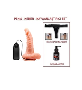 17 cm Belden Bağlamalı Gerçekçi Titreşimli Dildo Vibratör Penis
