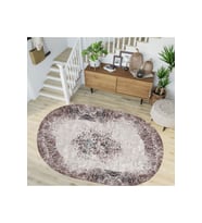 Eliana Home Baskılı, Yıkanabilir Kaymaz Taban Oval Halı TYC00515952710 100x200 cm (Bej)
