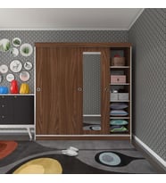Kenzlife gardırop sürgülü kapaklı kapılı 180 papatya cvz aynalı gardolap dolap (Karışık)