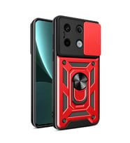 Poco X6 Kılıf Pars Lens Yüzüklü Silikon - Kırmızı