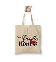 Poodle Mom Love Beyaz Bez Çanta Uzun Saplı Alışveriş Çantası Plaj Çantası