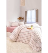 Koza Home Viento Nevresim Takımı Pamuk Bordo Kahve Çizgili Çift Kişilik 200x220 9522A