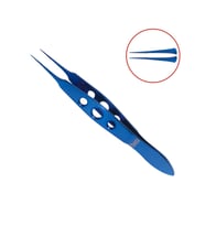 Barışhan Medikal Cerrahi Mikro Penset Dişsiz Cımbız Düz Uçlu 9cm Düz Sap Titanyum Mavi Eğitim Materyali