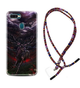 Oppo A5S A15 A16 A54 A55 A73 A74 Kılıf Boyun Asklı Rasta Silikon Dark Deer 1786