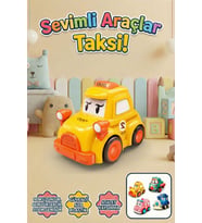 Eğitici Sürtmeli Oyuncak Taksi - Yukarı Aşağı Sallanan Hareketli Güvenli Bebek ve Çocuk Arabası
