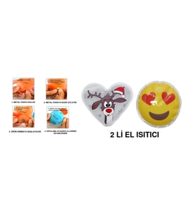 KALP EMOJİ BEYAZ GEYİK CEP SOBASI,EL ISITICI,2 ADET SICAK SU TORBASI PVC  9cm