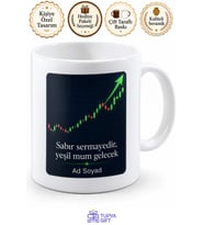 Borsa Yatırımcısına Yeşil Mum Temalı Kupa Bardak Hediye Umut Kupası