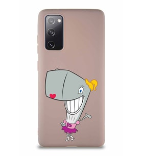 Samsung Galaxy S20 FE Soft Premier Kapak Pearl Yengeç Tasarımlı Silikon Kılıf - Pudra (Şeffaf)