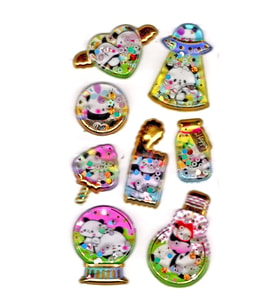 Sticker Kabartmalı Stiker Defter, Planlayıcı Etiket (sulu-903) - 14X8 cm - Sulu Kalp Panda