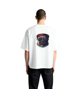 Erkek Oversize Tişört %100 Pamuk Crew Neck Kısa Kol Grafik Baskı Güneş Gözlüğü Bandana Çivili Tasma