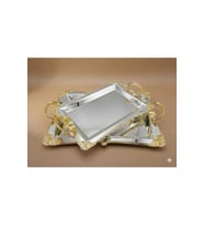 VİNTAGE DEKORATİF METAL DİKDÖRTGEN 2 Lİ TEPSİ
