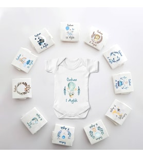 İsme Özel Anı Erkek Bebek 12 Aylık Zıbın Set-ZBNSET_106
