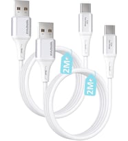 2Ad x 2Metre Set, USB A-Type C, 3.1A Hızlı Şarj Kablosu, Wahoo (2Ad x 2Metre Beyaz)