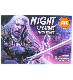 AK 11602 6x17 ml. Gece Yaratıkları Teni, Figürler için Akrilik Model Boyası Seti