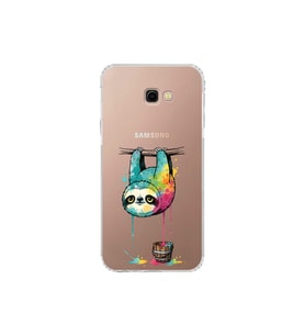Samsung Galaxy J4+ Plus ile Uyumlu Splash Tembel Hayvan Tasarımlı Şeffaf Silikon Kılıf