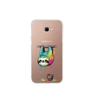 Samsung Galaxy J4+ Plus ile Uyumlu Splash Tembel Hayvan Tasarımlı Şeffaf Silikon Kılıf