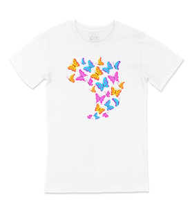 Rengarenk Kelebekli Tişört