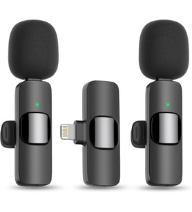 2’li Kablosuz Yaka Mikrofonu iPhone Uyumlu Tak Çalıştır Lightning Alıcılı Gürültü Azaltma Video Çekim & Canlı Yayın İçin