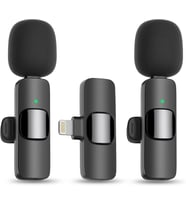 2’li Kablosuz Yaka Mikrofonu iPhone Uyumlu Tak Çalıştır Lightning Alıcılı Gürültü Azaltma Video Çekim & Canlı Yayın İçin