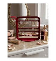 Zarif Modern Küpe Standı, Kırmızı Takı Düzenleyici, Takı Standı , Küpe askısı , 4 bölmeli Organizer