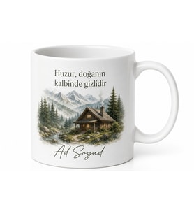 Bolu Dağ Evi Temalı Baskılı Kupa Bardak - Doğa Hediye Kupa