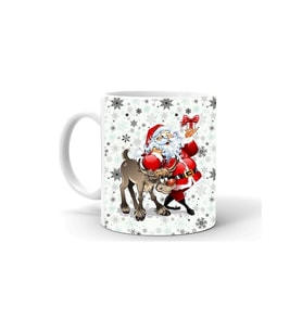 Yılbası Noel Temalı Baskılı Seramik Beyaz Kupa